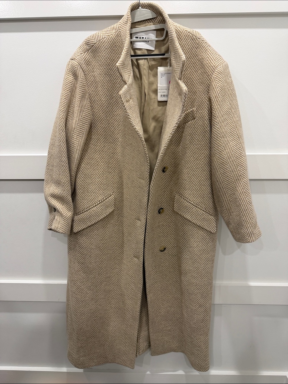 Isabel Marant Etoile  Women's Herringbone Beige Long Coat